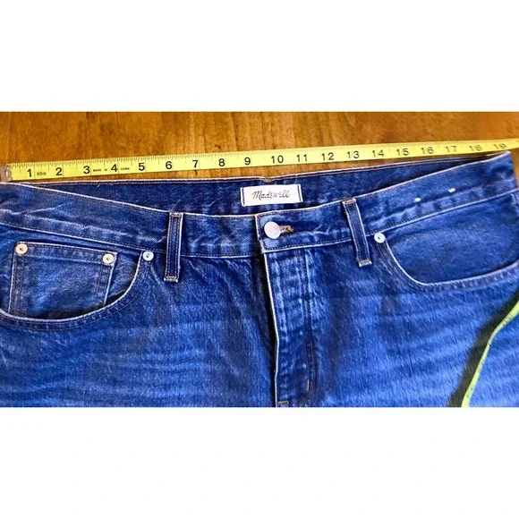 Madewell Low Slung Straight Jeans Button Fly Medium Wash Denim 32P - Picture 11 of 14